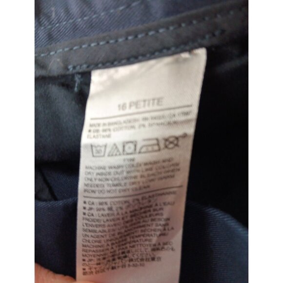 Banana Republic Women Petite 16 Pants Pleated Crop Authentic Chino Navy Blue NWT - Picture 7 of 7